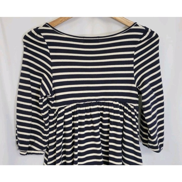 Burberry Blue Label Navy Striped Baby Doll Empire Waist Balloon 3/4 Sleeve Dress - Picture 5 of 11